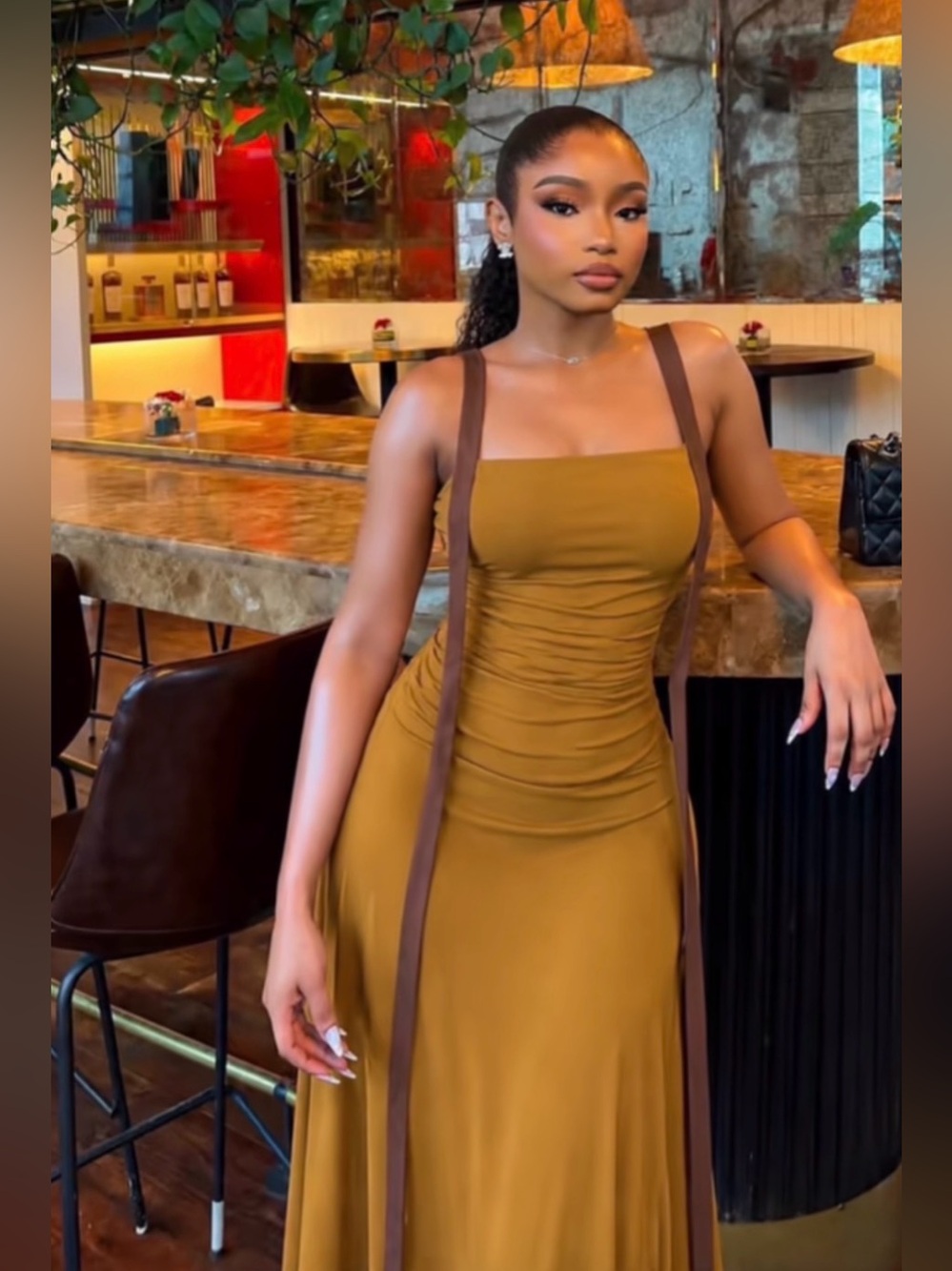 🔥🔥Zara Square Neck Maxi Dress in Mustard